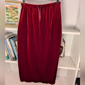 Women's Midi Skirt Red Velvet Size Small 2000s Y2K Romantic